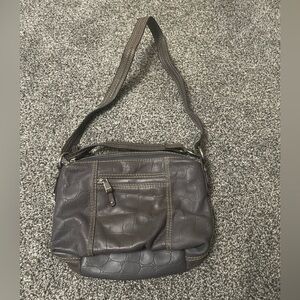 Tignanello gray crocodile embossed texture design shoulder bag purse